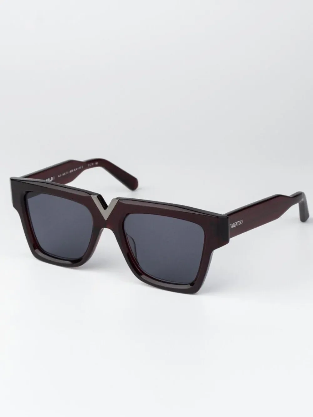 Valentino Men Sunglasses Burgundy Grey Square V-GOLD I VLS-162 C
